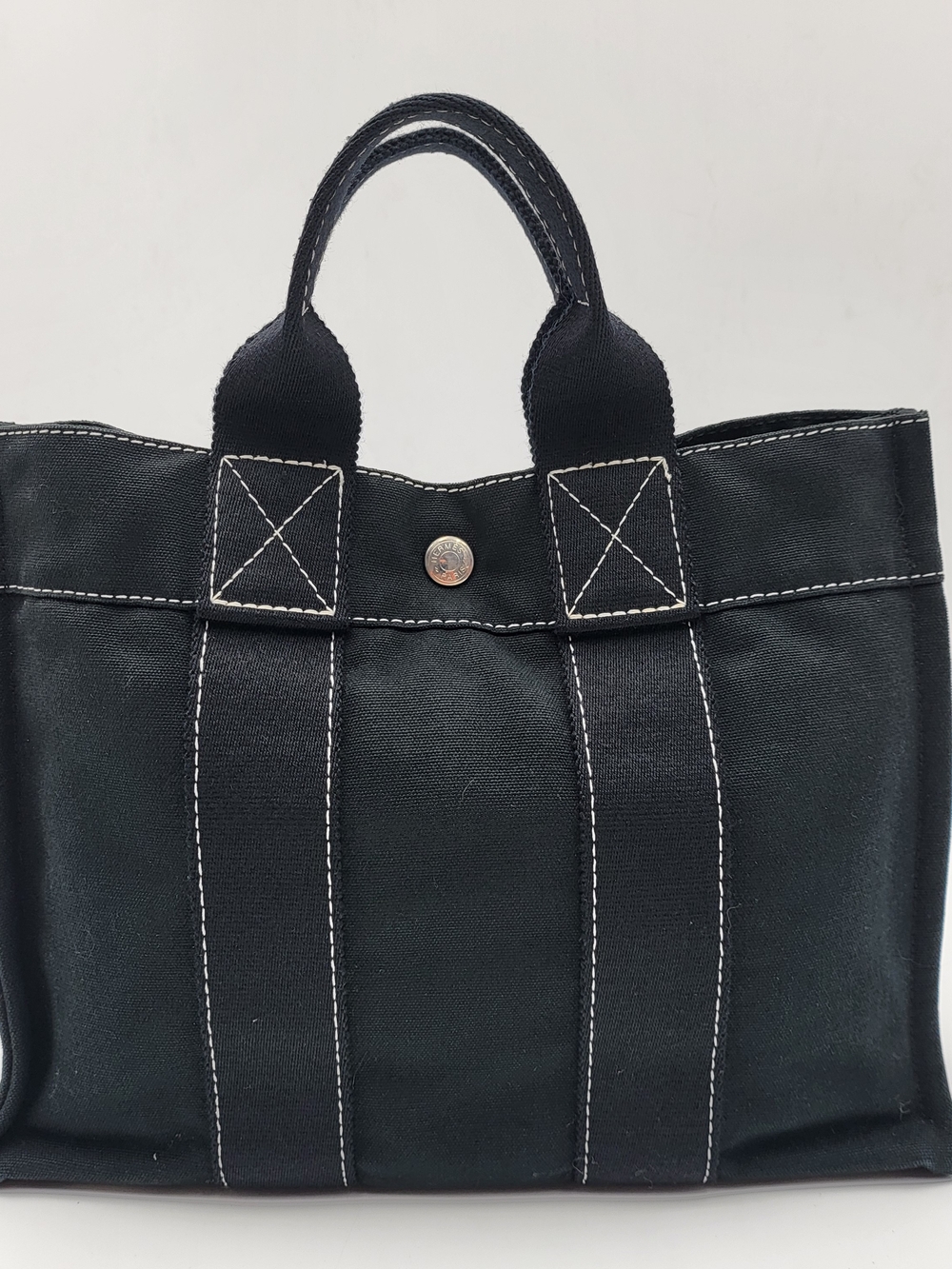 HERMES Black Canvas Herline PM Tote Bag, Authentic w/COA. - Picture 3 of 15